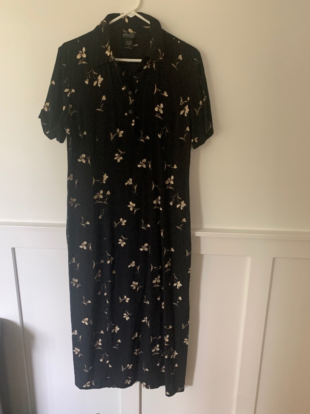 Black Straight Dress with Flowers